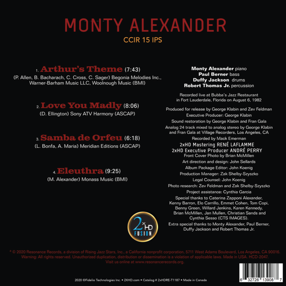 Monty Alexander - Love You Madly, Volume 1 (Analog Reel to Reel Tape)