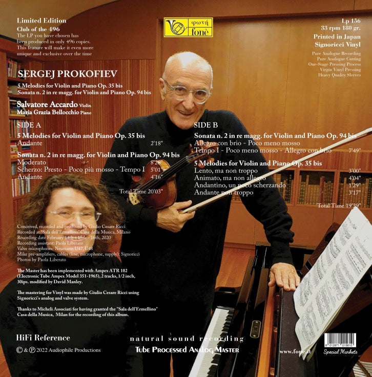 Sergej Prokofiev: 5 Melodies for Violin and Piano / Sonata n. 2  [180g Vinyl]