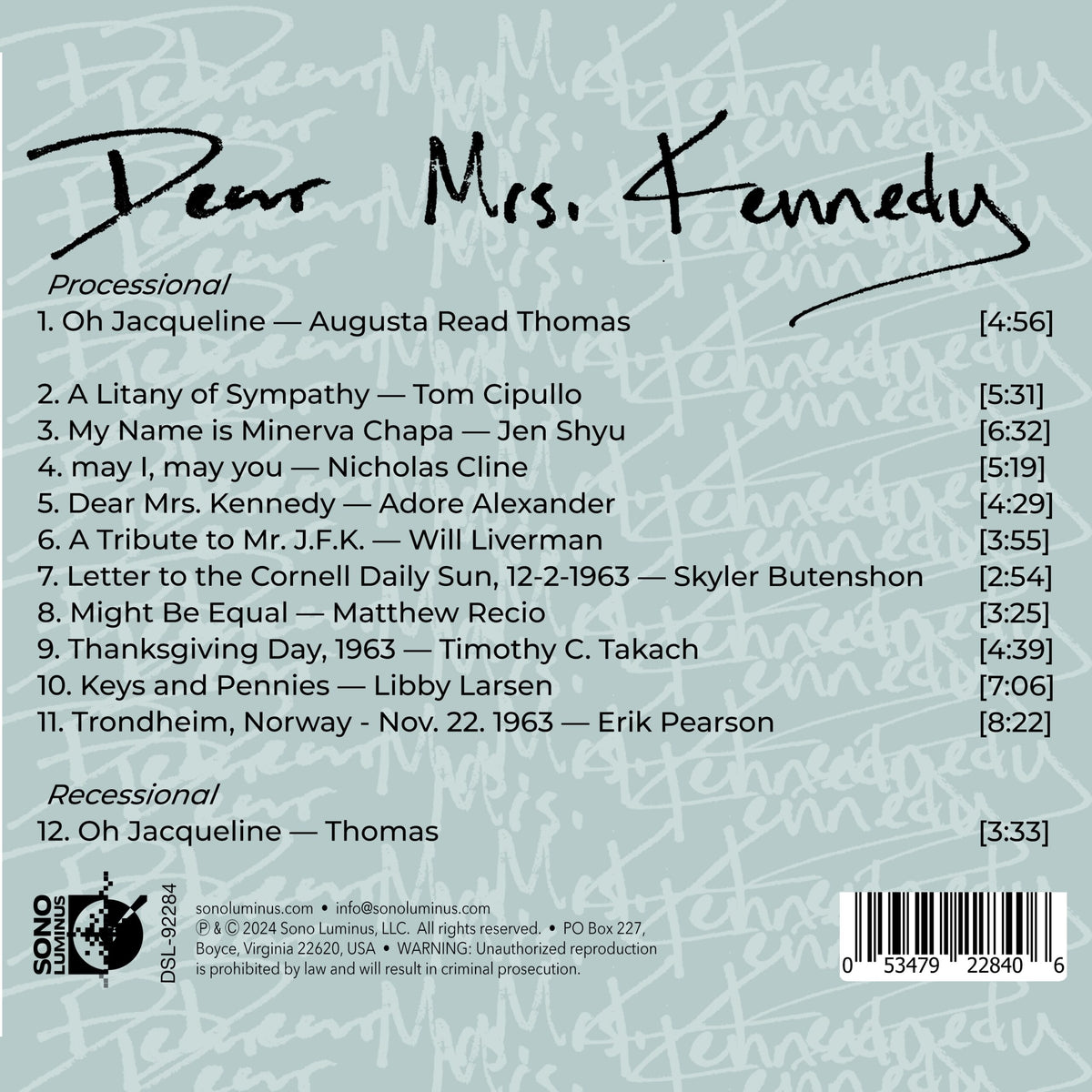 Dear Mrs. Kennedy